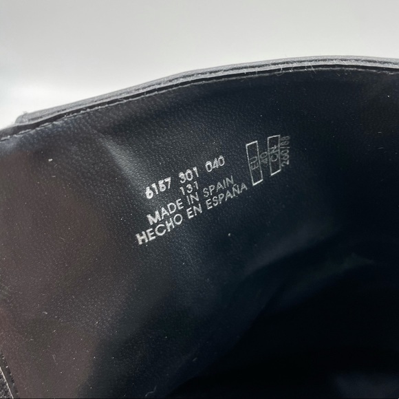 Zara Black Leather Heeled Platform Ankle Boots. - Picture 11 of 15